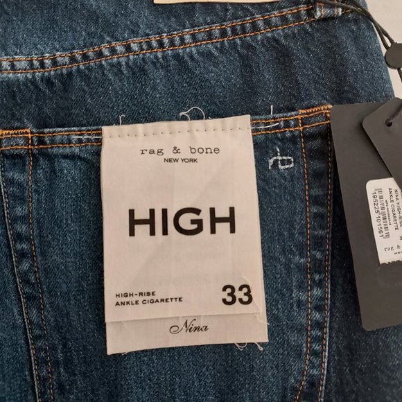 Rag & Bone Size 33 Nina High Rise Ankle Cigarette Jean NWT - Picture 8 of 14
